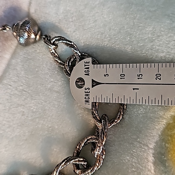 LIZ CLAIBORNE Chunky Double Rope Necklace Oxidized Silver Tone LOT710 - Picture 10 of 11